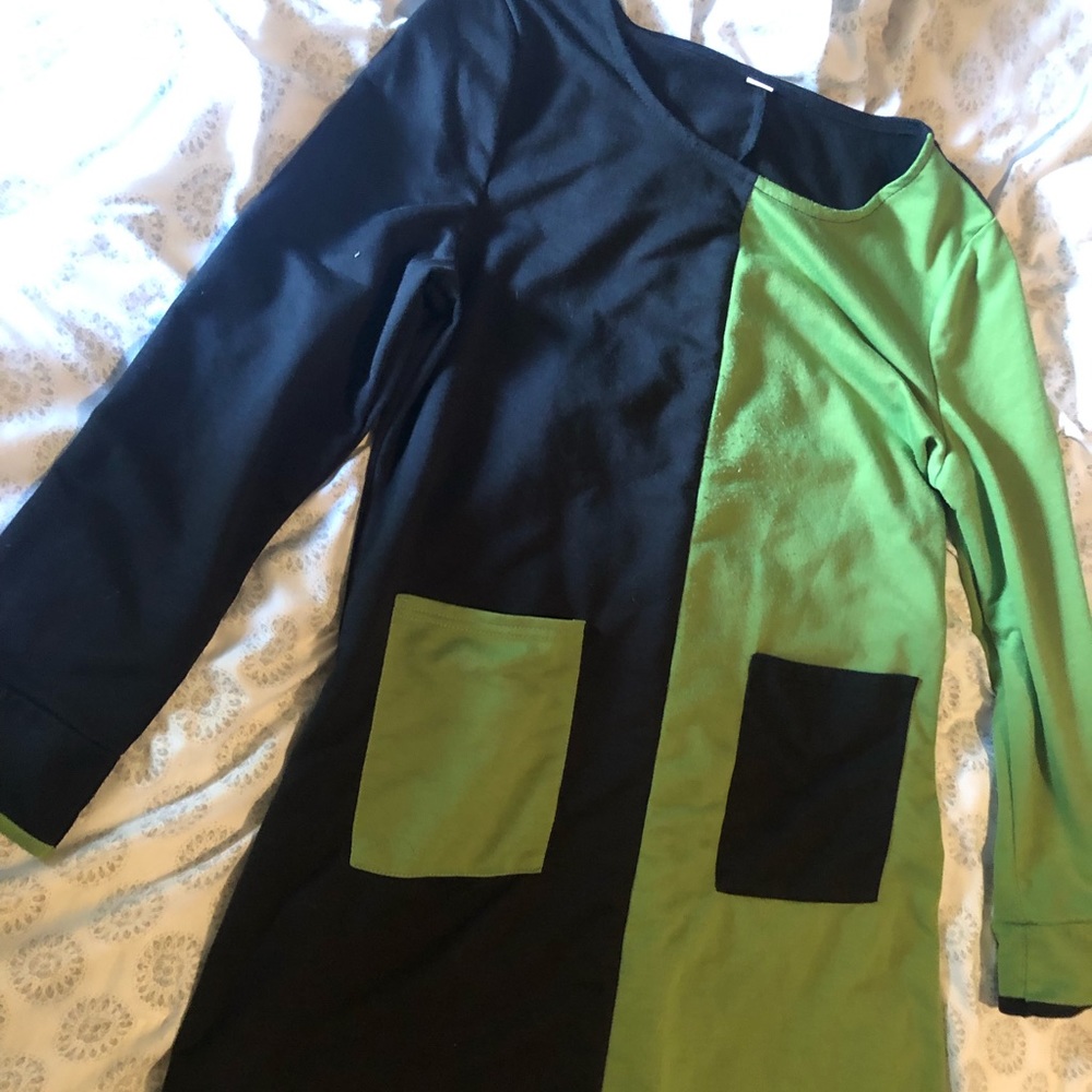 Half black half green vintage dress